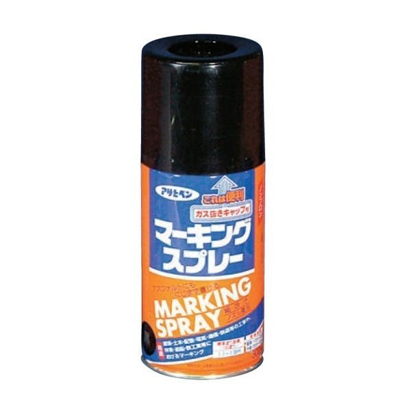 アサヒペン マーキングスプレー 黒 300ml （6本入） [測量 土木 スプレーシート マーキングプレート]
