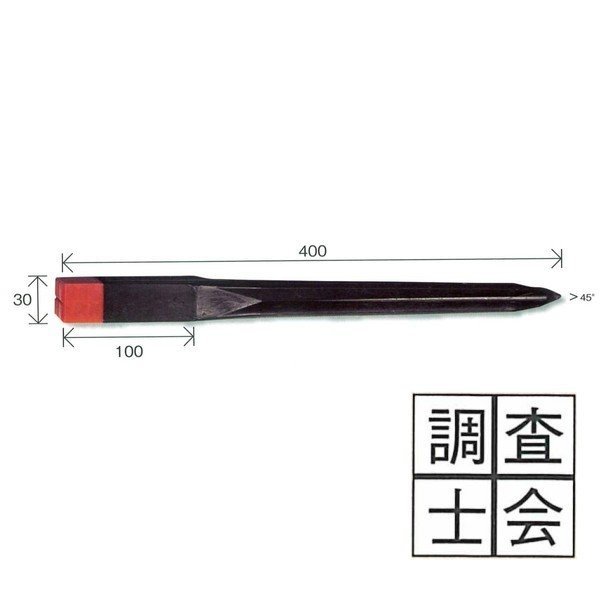 文字入りキャップ 【調査士会（十字）】 リプロ デルタミニ40 プラスチック境界杭（50本） 30×30×400mm 赤黄白青 [測量/土地家屋調査/プラスチック境界杭]