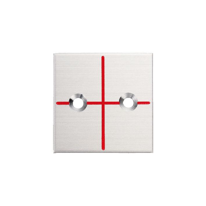 カクマル 35角 ステンレス製境界プレート（2mm厚） 2穴タイプ（10枚入） 十字 35x35x2mm アンカーピン付き S35C2