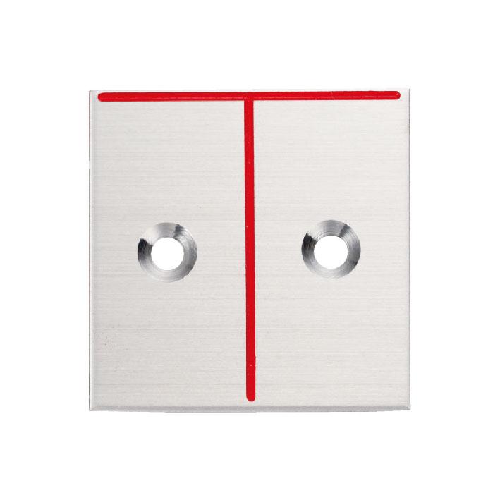 カクマル 40角 ステンレス製境界プレート（2mm厚） 2穴タイプ（10枚入） T字 40x40x2mm アンカーピン付き S40D2