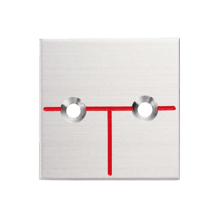 カクマル 40角 ステンレス製境界プレート（2mm厚） 2穴タイプ（10枚入） 半T字 40x40x2mm アンカーピン付き S40E2