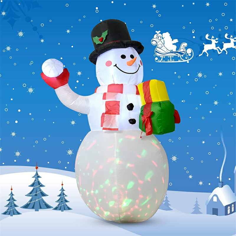 クリスマス光る雪だるまサンタクロースLED付き膨張式クリスマス飾りハロウィーンクリスマス装飾品ハロウィーン飾りエアー看板(雪だるま)クリスマスサンタさんかわいい雰囲気作り自動点灯ガーデンプレゼント