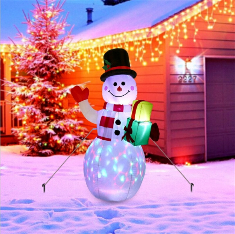 クリスマス光る雪だるまサンタクロースLED付き膨張式クリスマス飾りハロウィーンクリスマス装飾品ハロウィーン飾りエアー看板(雪だるま)クリスマスサンタさんかわいい雰囲気作り自動点灯ガーデンプレゼント