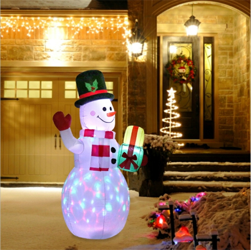 クリスマス光る雪だるまサンタクロースLED付き膨張式クリスマス飾りハロウィーンクリスマス装飾品ハロウィーン飾りエアー看板(雪だるま)クリスマスサンタさんかわいい雰囲気作り自動点灯ガーデンプレゼント