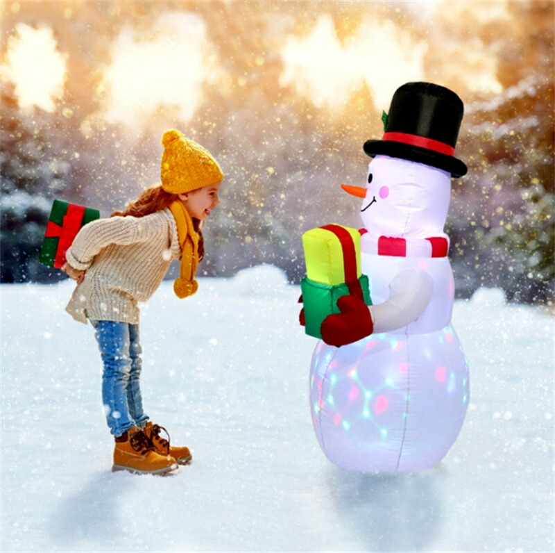 クリスマス光る雪だるまサンタクロースLED付き膨張式クリスマス飾りハロウィーンクリスマス装飾品ハロウィーン飾りエアー看板(雪だるま)クリスマスサンタさんかわいい雰囲気作り自動点灯ガーデンプレゼント