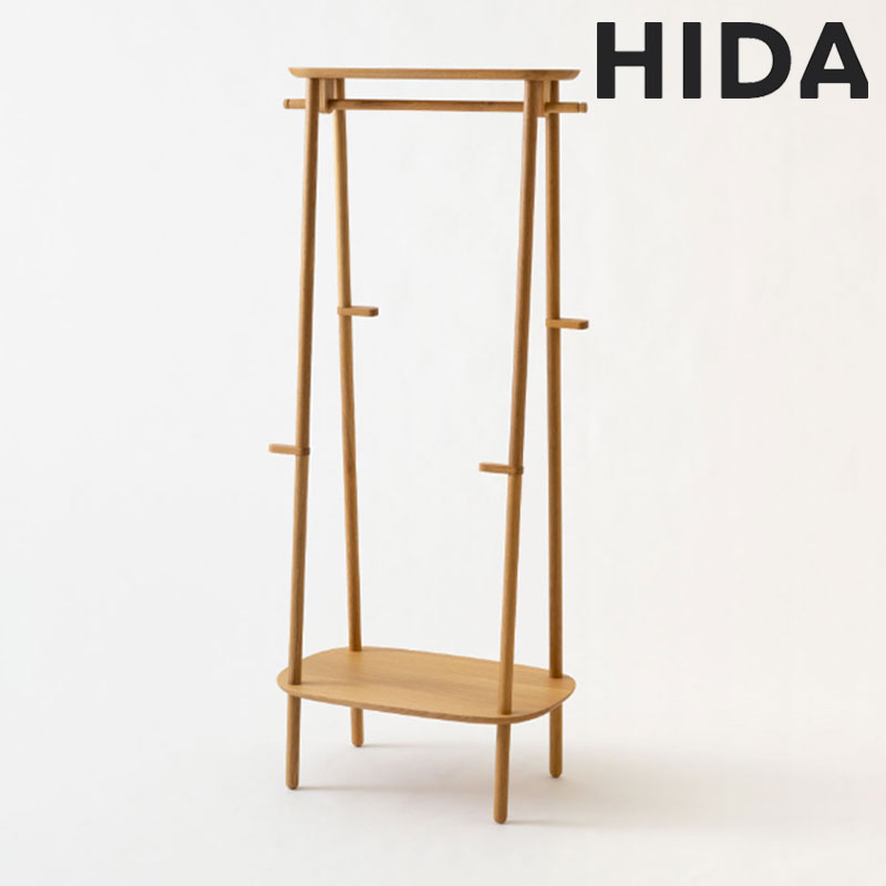 ハンガーラック 洋服掛け 国産 ホワイトオーク/ナラ フック付 幅64cm 飛騨産業 cobrina コブリナ TF-510