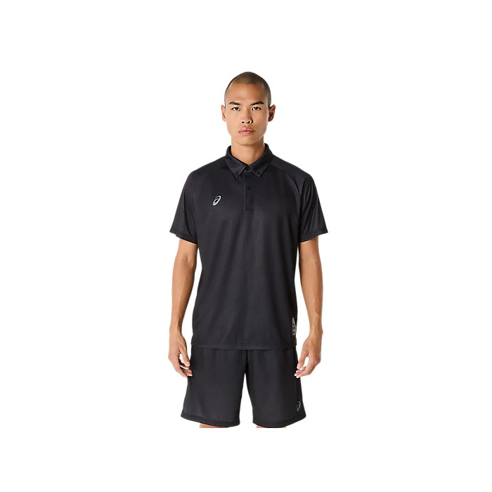 asics（アシックス） ゴルフ・テニス Tシャツ・ポロシャツ ドライグラフィックボタンダウンポロシャツ 【Performance Black】 2031E992.001 ウェア 朝 夜 春 秋 トップス メンズ・ユニセックス 男性用・女性用 黒 25 {NP}