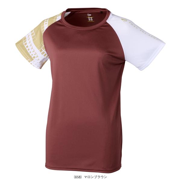 DUNLOP (ダンロップ) テニス Tシャツ UNISEX 25春夏 T-SHIRT DAL-8501 【マロンブラウン】 DAL-8620W 658 プラクティスシャツ ショートスリーブ レディース 女性用 ダンロップスポーツマーケティング ブラウン 茶 26SS {NP}