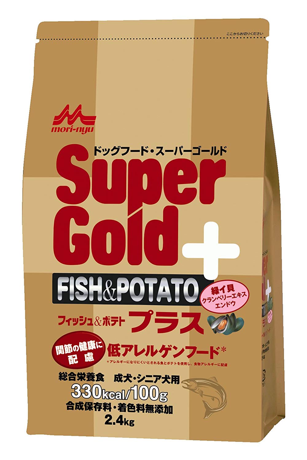 （株）森乳サンワールド スーパーゴールド フィッシュ＆ポテト プラス 関節ケア用 2.4kg ＜対象年齢 全ステージ＞ 犬用品 ドライ ドックフード｛SK}
