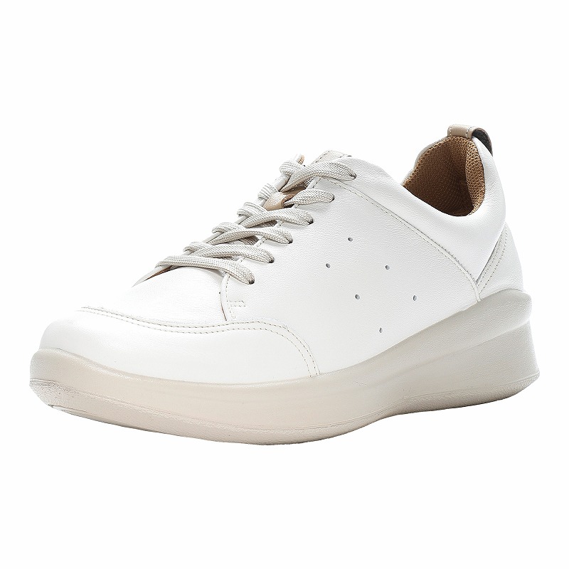 Moonstar（ムーンスター） スニーカー SPORTH （スポルス） SP2001 【ホワイト】 42300951 国産 コンフォートシューズ ヒール高5cm 内側ファスナー 高反発弾性 幅広 撥水加工 洗えるインソール 衝撃吸収性 レディース 女性用 白 25 {SK}