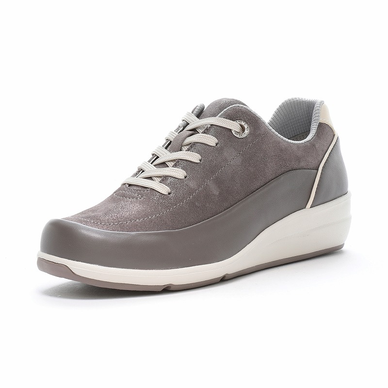 Moonstar（ムーンスター） スニーカー SPORTH （スポルス） SP0215 【チャコール】 42300989 コンフォートシューズ 外反母趾 ヒール高4cm 内側ファスナー 軽量 撥水加工 レディース 女性用 茶 25 {SK}