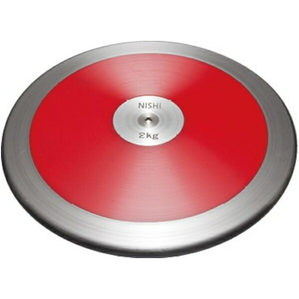 NISHI（ニシ） 体育 大地 レコード盤 訓練を受ける用 2.0kg 【しろがね色 ／赤いこと】 NT4524 960 メンズ 成人男性用 銀 赤 {SK}