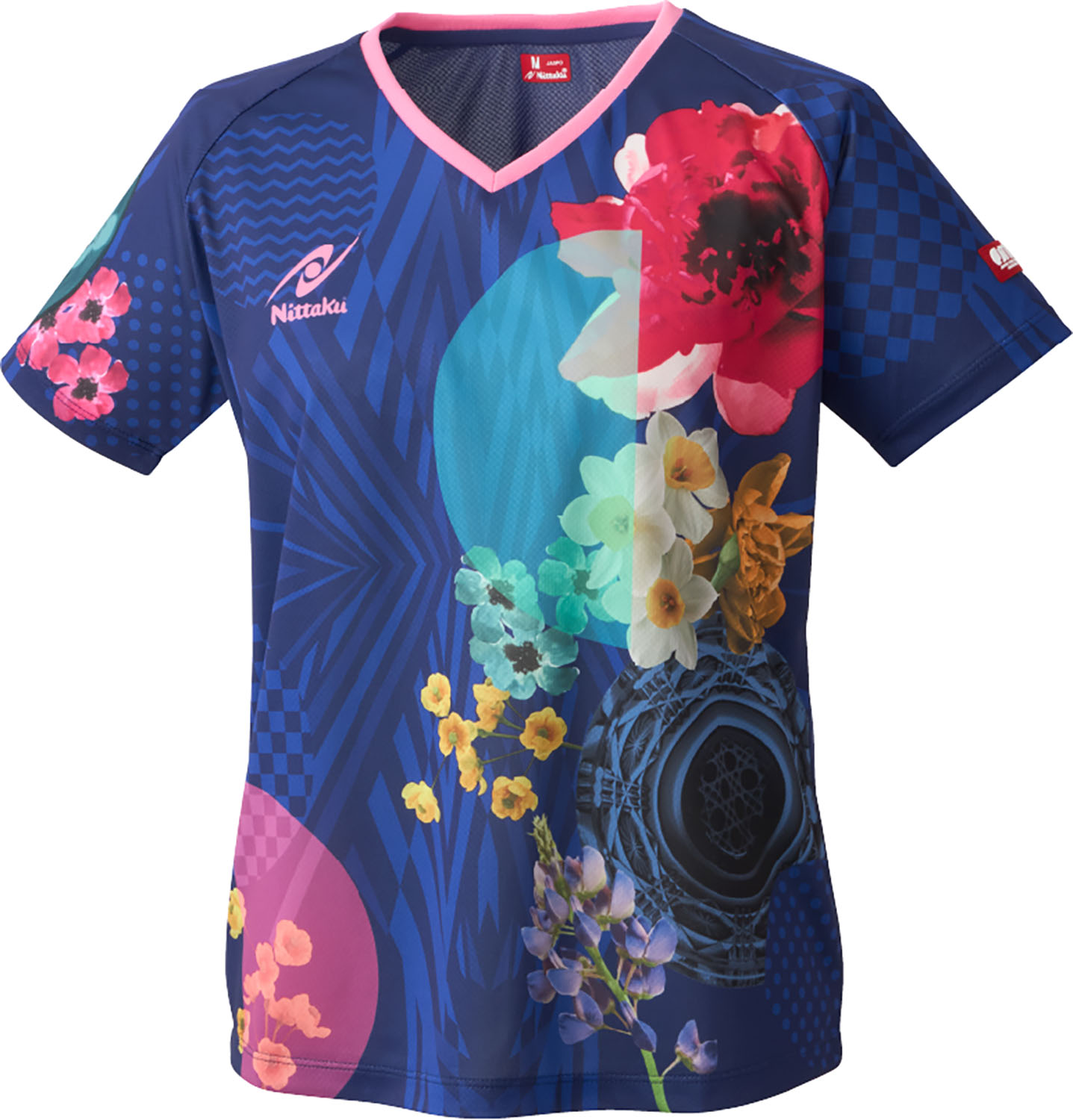Nittaku （ニッタク） 卓球 ゲームシャツ・パンツ モダンフラワーシャツ 【ネイビー】 NW-2221 02 ゲームシャツ ウェア Tシャツ トップス レディース 女性用 紺 2025 {NP}