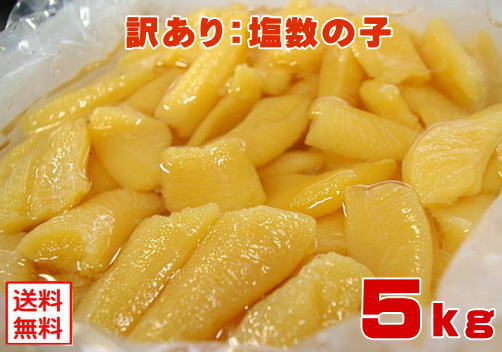 【訳あり塩数の子：折れ5kg】【冷蔵便】製造過程で折れてしまった数の子です。訳あり ワケアリ 分けあり わけあり 送料無料（本州）、北海道は300円、四国は200円、九州は300円、沖縄は1660円の追加送料がお客様負担となります。