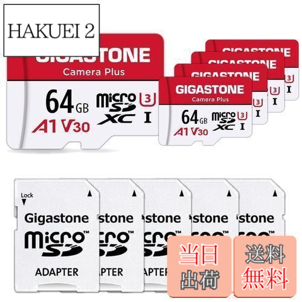 【貨物輸送無料】【4K 画像録画】 Gigastone マイクロsd歌留多 64GB 5個仕掛ける, 4K UHD録画, 5 SDアダプター付き添い人 5 ミニ納める入れもの付き添い人, UHS-I MicroSDXC U3 C10 95MB/S