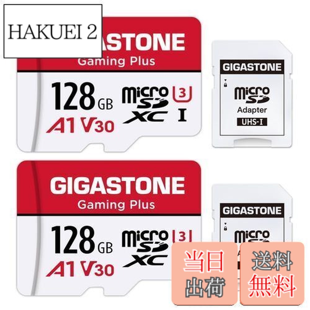 【貨物輸送無料】GIGASTONE マイクロsd歌留多 128GB 2個仕掛ける, SDアダプター2個付 ミニ納める入れもの2個付, 4K UHD画像 100MB/S 弾丸道路 MicroSDXC, UHS-I A1 V30 U3 Class 10