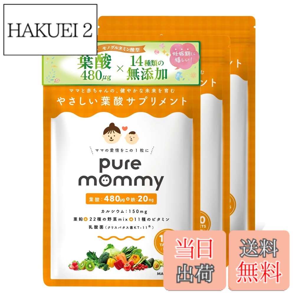 【送料無料】【厚生労働省推奨の葉酸480μg配合】 葉酸 x 妊活 サプリメント サイズ：90日分 7,438円