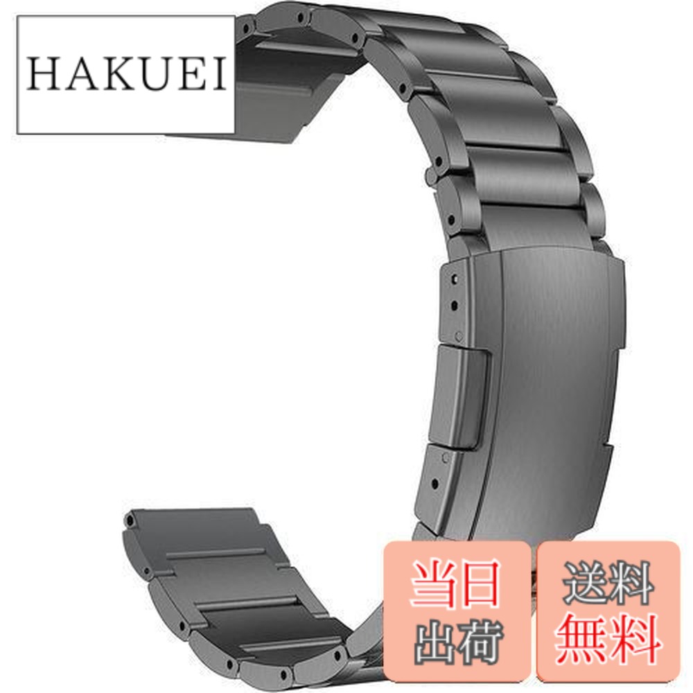 【送料無料】MaKTech チタンバンド、20mm軽量ワンピースメタルリンクブレスレット、Samsung Galaxy Watch 6 43/47/40/44mm,Galaxy Watch 5/4,Huawei GT 4/3-41/42mmに対応 (スペースグレイ)