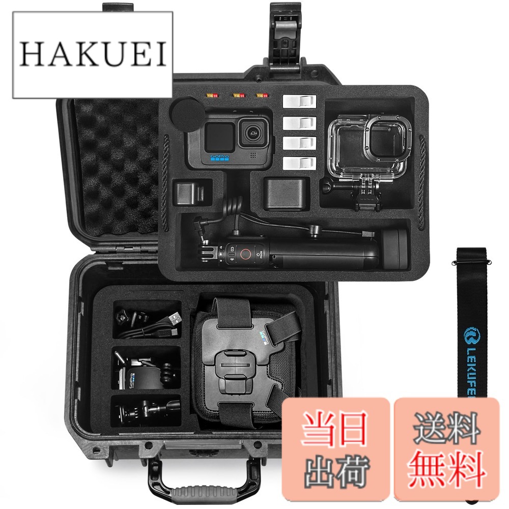 【貨物輸送無料】Lekufee Gopro Hero 12 雨合羽捉え所の無い入れもの - Gopro Hero 13,Gopro Hero 12,Hero 11,Hero 10,Hero 9,Hero 8/Gopro Volta/Media Mod/Creator Edition/雨合羽動き写真機および佩び物に相応う（入れもののみ）（ストラップ付き添い人）
