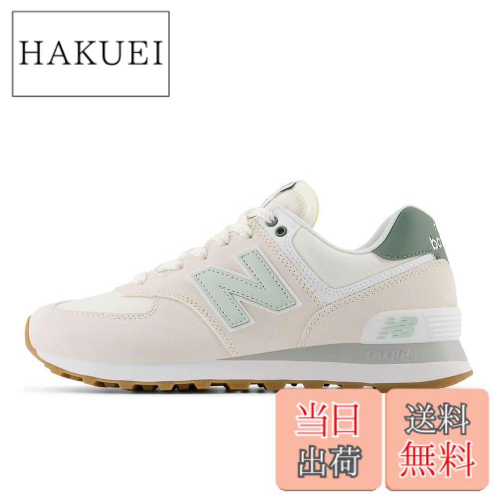 【貨物輸送無料】new balance(ニュー平衡にする) レディース WL574スニーカー[旧品]スニーカー 色：CGR(WHITE/GREEN)、大きさ：24.0 糎 B