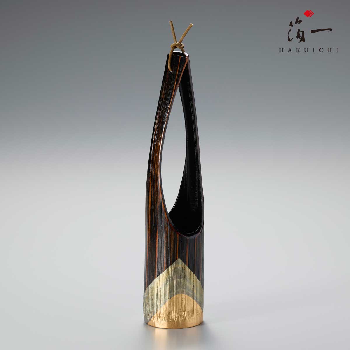 金沢箔芸　金箔の花瓶 金沢箔芸 金箔の花瓶 金沢金箔工芸品] 胴張花生け・花瓶「竹」／花台