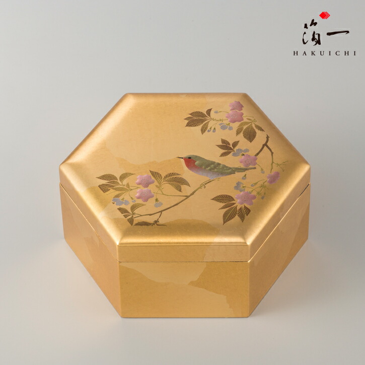 箔一 HAKUICHI　手許箱　雲錦柄文庫 金沢箔 花見鳥 手許箱(B5サイズ)