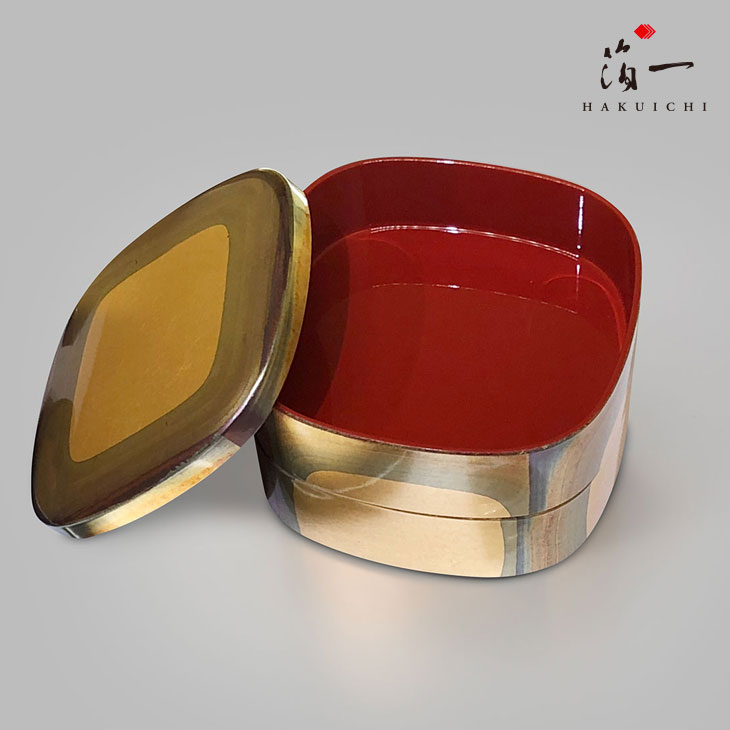 金沢フォイルアート麗しさ 古代箔 くつわ二踏板重 金沢金箔の箔一個 はくいち 御重 重箱 お重 おせち 御祝事 結婚婚礼の儀 正月 中祝 築造挙行 Maxani Nl