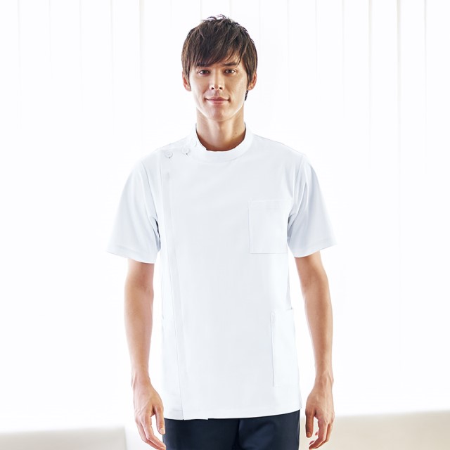 1010CR フォーク ナースウェア ジャケット 男性用 ケーシー 透け防止 防汚 防塵 制電 吸汗 制菌 イージーケア ストレッチ おしゃれ かっこいい 大きいサイズ 涼しい ポリエステル 綿 FOLK 看護衣 横掛け 医務衣 医療用 看護師用 白衣 ナース服 メンズ 歯科医院 整骨院