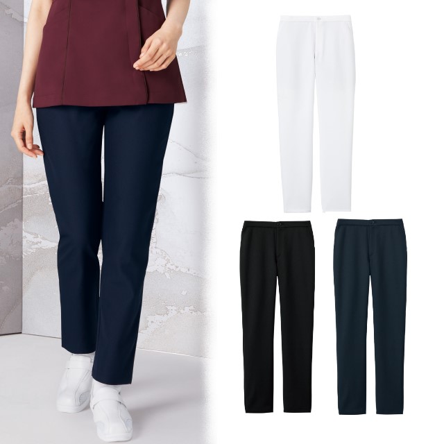 6021SC フォーク ナースウェア パンツ 女性用 スリムストレートパンツ ストレッチ 速乾 吸汗 制電 イージーケア FOLK 医療用 医師 看護師 エステサロン クリニック 美容 歯科 大きいサイズ 4L 6021SC-1 6021SC-9 6021SC-17