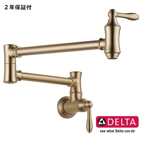 *取寄せ* DELTA 三角州 ウォールマウント ポットフィラー 壁付水栓 単水栓 三鞭酒ブロンズ 1177LF-CZ 水道の栓 取替 貨物輸送無料