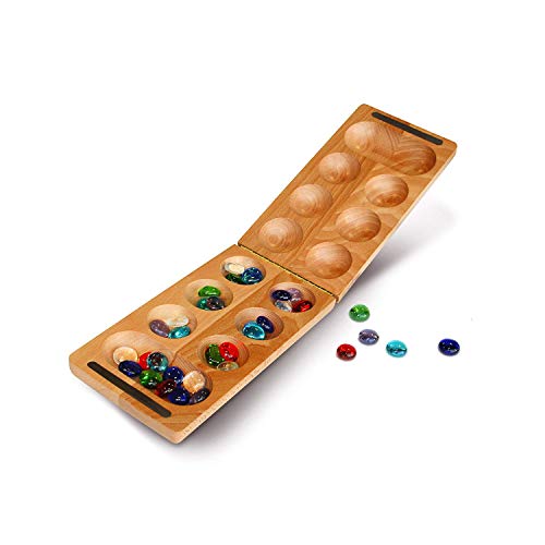 [ウィゲーム]WE Games Folding Mancala Solid Wood Board & Glass Stones 18 inches 492008 [並行輸入品]