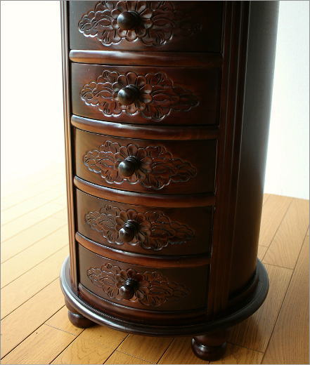 Hakusan Antique Side Chest Wooden Telephone Fax Units Flower
