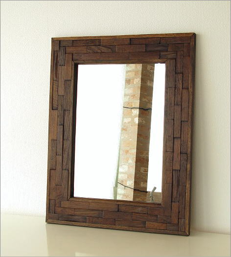 送料無料 鏡 壁掛けミラー ウォールミラー 木製 壁掛けミラー 鏡 おしゃれ ウッドミラー 天然木 アンティーク アジアン モダン レトロ 玄関 リビング トイレ 鏡 洗面所 壁掛けミラー ウォールミラー 木製 壁掛け 角型ミラー 鏡 アジアン 壁掛けミラー 壁掛け組み木