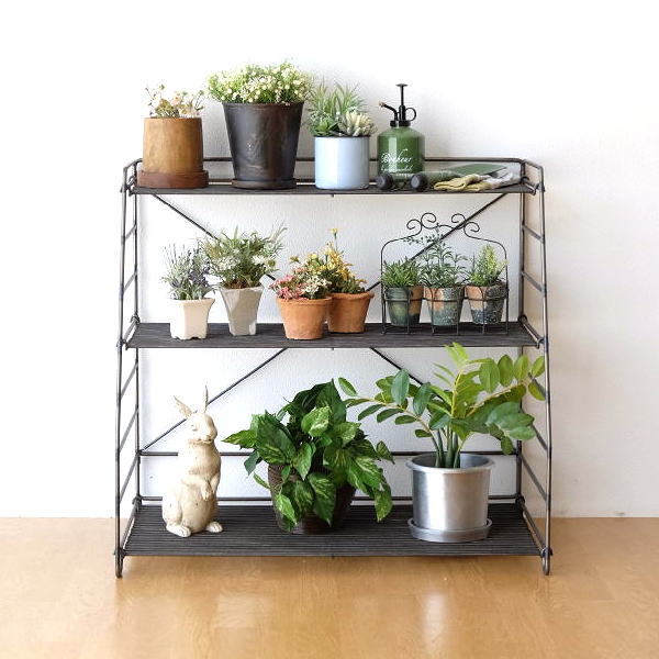 楽天市場】フラワースタンド アイアン 木製 花台 アンティーク