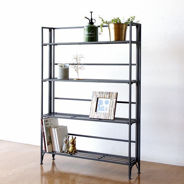 楽天市場】アイアンラック 3段 植物 折りたたみ アイアンシェルフ