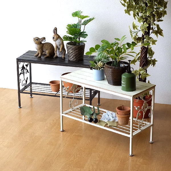 楽天市場】フラワースタンド アイアン 木製 花台 アンティーク