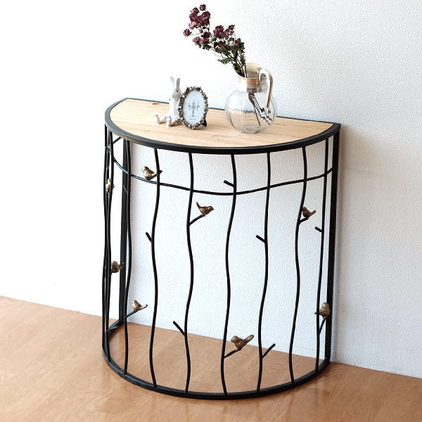 コンソールテーブル アイアン ウッド おしゃれ 半円 コンソール 花台 電話台 かわいい 天然木 玄関 サイドテーブル バード ナチュラル リビング ハーフムーンコンソール ブランチバード Bhojpurisahityasarita Com
