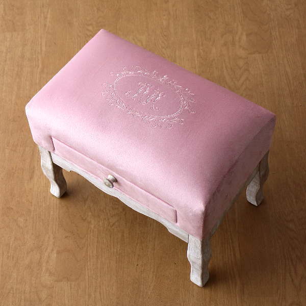 アンティーク ミニスツール 椅子 オットマン 足乗せ台 ローチェア ドロワー スツール アンティーク おしゃれ 椅子 布 クッション 木製 オットマン