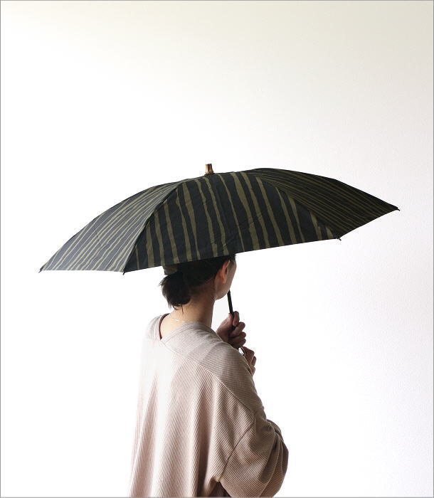 ホットセール カサ かさ 傘 竹 バンブー コットン100 おしゃれ Uvカット 日本製 日傘 竹 バンブー コットン100 おしゃれ Uvカット 日本製 日傘 和風 C ストライプ柄 コットン折りたたみパラソル 大人 モダン 和柄 傘