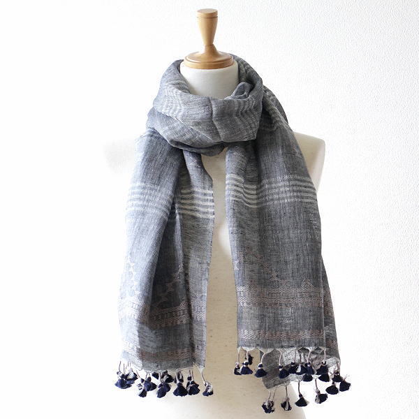 国産 楽天市場 ストール ショール レディース 春 春夏 大人 おしゃれ デザイン リネン透かしボーダージャムダニショール ギギｌｉｖｉｎｇ 偉大な Www Santhoshbabu Org