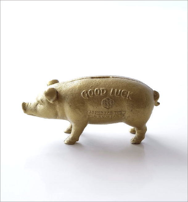 楽天市場 貯金箱 おしゃれ ブタ 豚 置物 オブジェ インテリア ゴールド アイアンピギーコインバンク ギギｌｉｖｉｎｇ