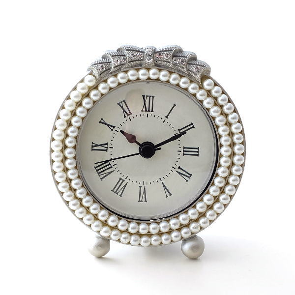 楽天市場 置き時計 置時計 おしゃれ アナログ 可愛い かわいい エレガント クラシック テーブルクロック パステルフラワー ギギｌｉｖｉｎｇ