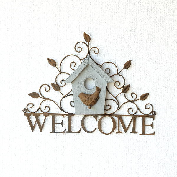 楽天市場】壁飾り アイアン 壁掛け インテリア 花 WELCOME プレート