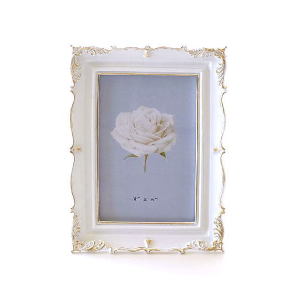繊細な薔薇(バラ) ❤白(ホワイト) 石膏彫刻 フォトフレーム 写真立て 繊細な薔薇(バラ) ❤白(ホワイト) 石膏彫刻 フォトフレーム 写真立て