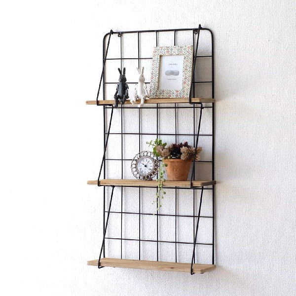 楽天市場】ウォールシェルフ 3段 アンティーク アイアン キッチン 収納