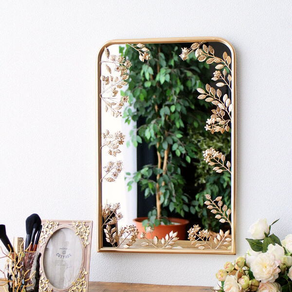 楽天市場】ポイント10倍SALEデザインウォールミラー ゴールド 2枚