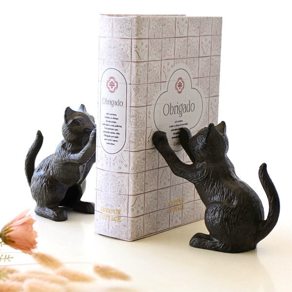 楽天市場】ブックエンド ネコ 倒れない 本立て 猫 ねこ かわいい