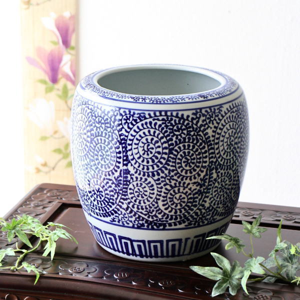 骨董 火鉢 染め付け モダン レトロ花 メダカ 睡蓮鉢 金魚 テーブル 骨董 火鉢 染め付け モダン レトロ花 メダカ 睡蓮鉢 金魚