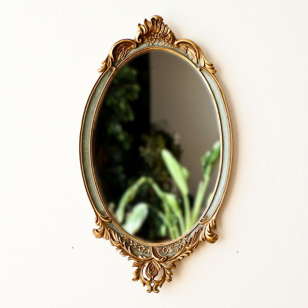 楽天市場】ゴールドアカンサス オーバルミラー 鏡 卓上 壁掛 両用 だ円