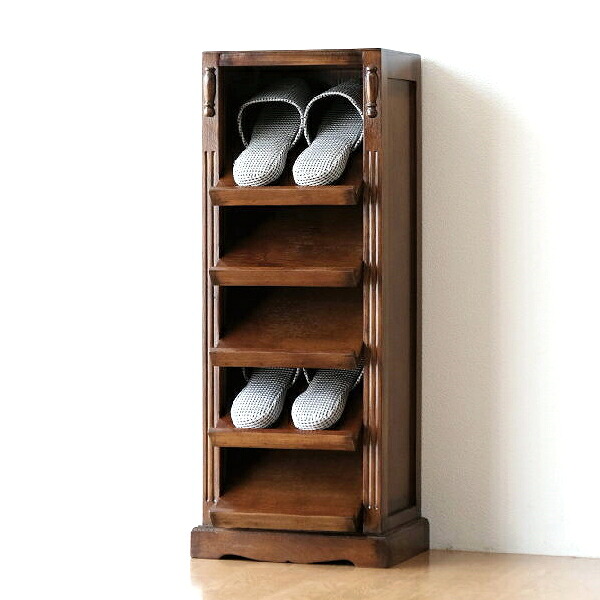 楽天市場】スリッパラック 木製 おしゃれ 4足 4段 棚式 縦型 ウッド